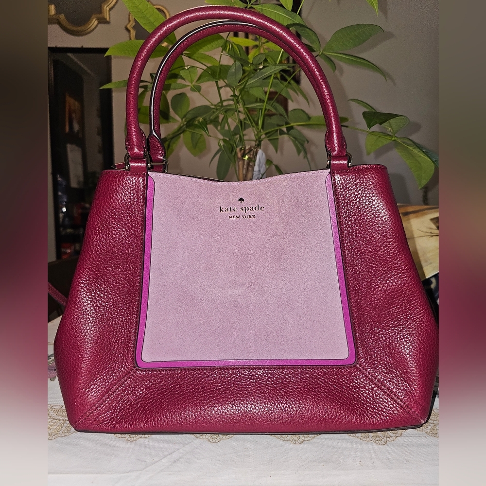 Kate Spade Maroon and Light Pink Satchel / Crossbody Purse